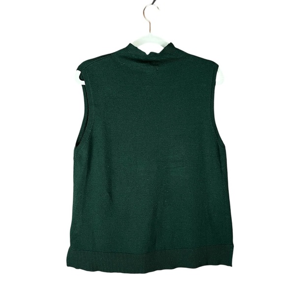 NewMax Studio Sleeveless Knit Sweater Vest L Hunter Green High Neck Ribbed Trim - Picture 5 of 12
